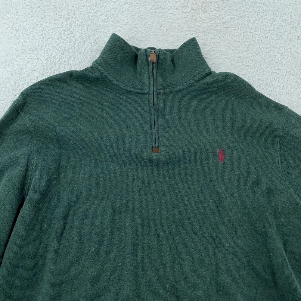 Polo Ralph Lauren Sweater Mens XL Green Half Zip Mock Neck Pullover Pony‎ Logo